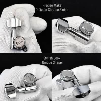 18:1 Guitar Locking Tuners 3x3 Lock String Machine Heads Guitar Tuning Pegs Replacement For Classic or Acoustic or Elecric Guitars-Chrome(3R+3L) image 2