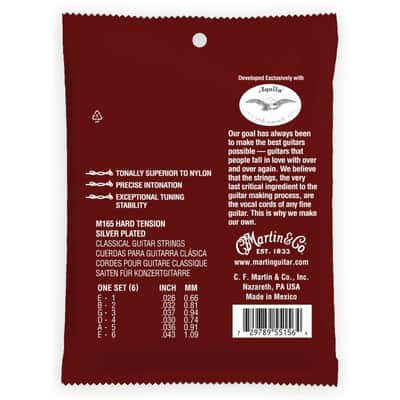 Martin M165 Magnifico Premium Silver Plated Classical Guitar Strings, Hard Tension image 2