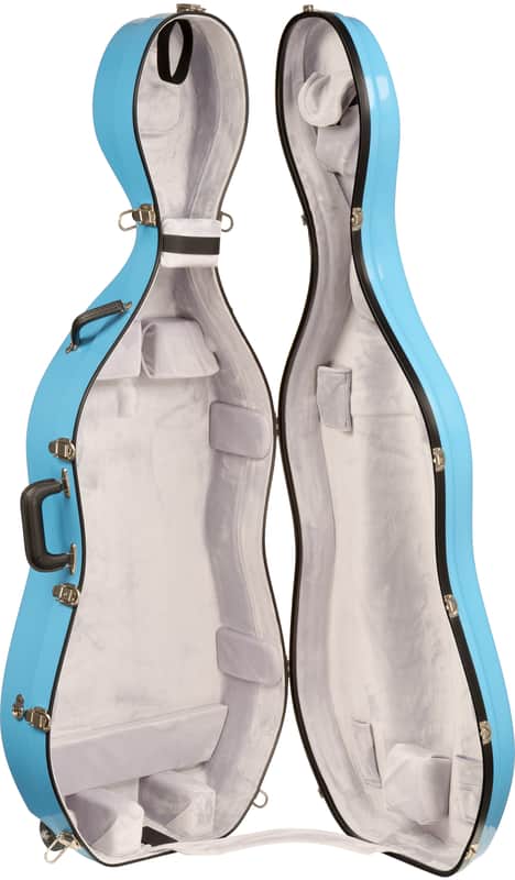 Bobelock Fiberglass Cello Suspension Case With Wheels and Two Shoulder Straps - 4/4 - Sky Blue/Gray image 1