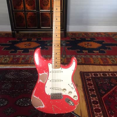 1966 Relic Fender Stratocaster, Fiesta Red, USA and Japan Parts image 1