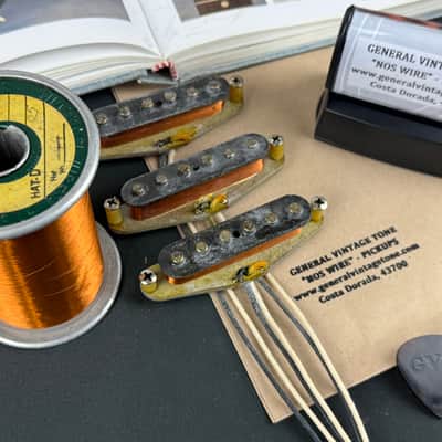 GVT “ NOS Wire “ Handwound Pickups for Stratocaster ®️ Original Pre CBS  1955 Magnet Wire Ltd. Ed. Anaconda Heavy formvar 1964 - Set No02 image 4