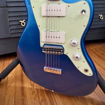 Squier Electric XII Lake Placid Blue w/Waterslide Baritone Rubber Bridge Conversion, Fender 12 String Paranormal image 1
