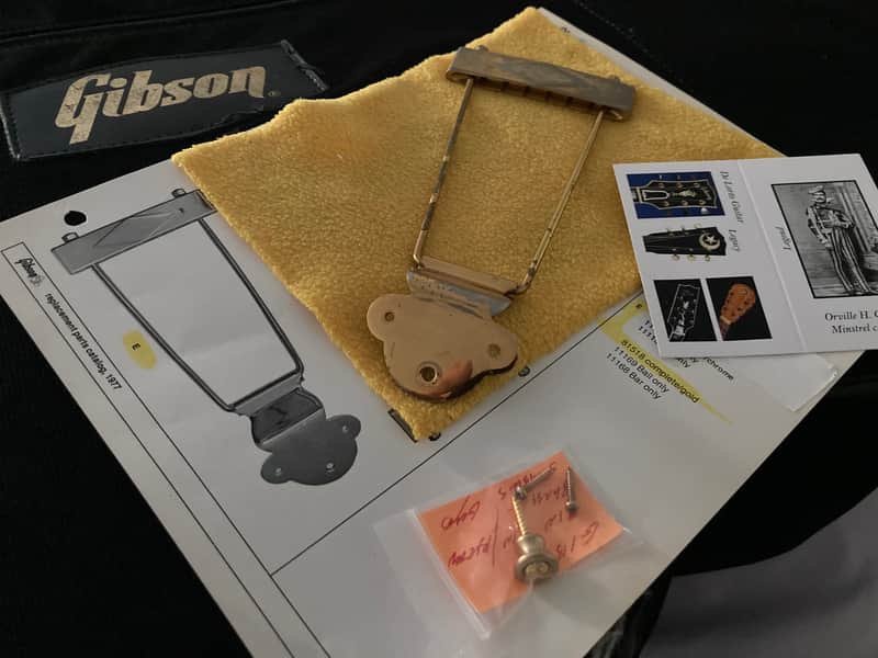 Gibson ES-345TD-60-70’s - Gold plated Natural Aged- ”Diamond”  accent Trapeze Tailpiece clover mounting plate. image 1
