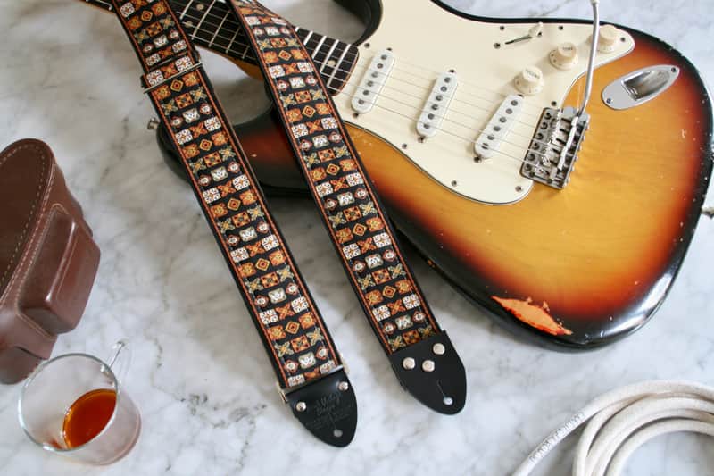 Vintage 70s Rust 'Woodstock' Guitar Strap Replica image 1