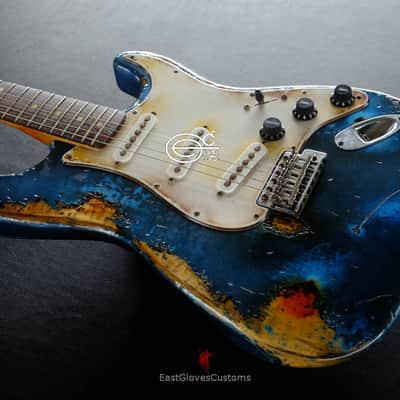 Fender Stratocaster Midnight Blue Pelham Dark Blue Heavy Relic Aged by East Gloves Customs image 10
