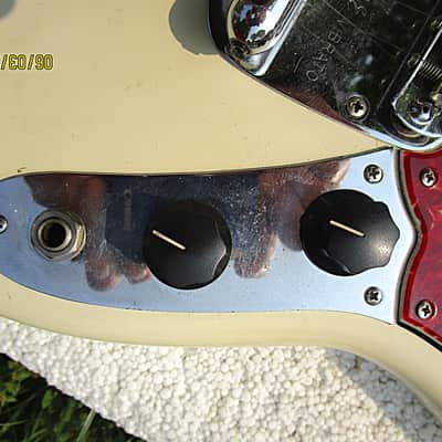 Fender Mustang Guitar, 1964, White, Kluson Tuners, Stackpole Pots, Case image 8
