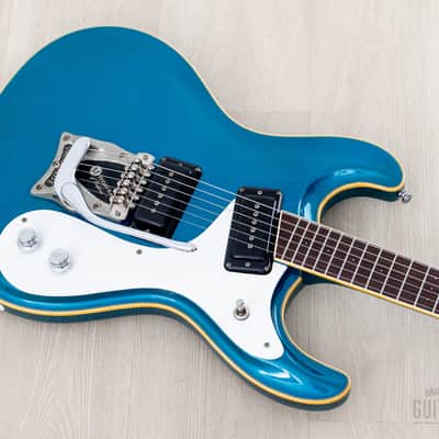 1996 Mosrite Ventures Model '63 Vintage Reissue Sidejack Blue w/ Vibramute & Case, Kurokumo image 9