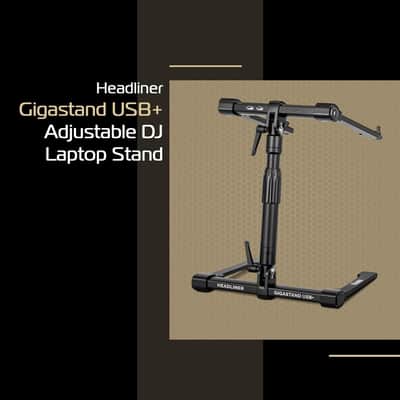 Mint Headliner Gigastand USB+, Adjustable DJ Laptop Stand with Integrated USB-C Hub - Steel & Aluminum Construction, Foldable Design, Telescoping Neck - Perfect for DJs, Musicians, and Creators image 2