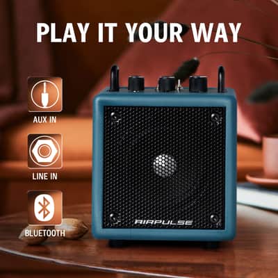 Airpulse Bluetooth Speaker, Compact Speaker with Aux Line Input for Home Office Party - Blue image 7