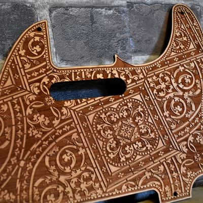 Handcrafted Cherrywood Pickguard for Fender Telecaster – Laser-Engraved Unique Design image 2