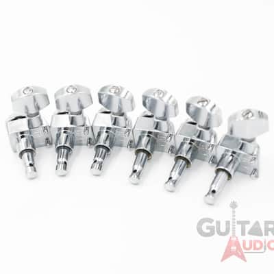 Genuine Fender CHROME LOCKING Tuners 6-InLine 2-pin Strat/Tele F Logo Machines image 10