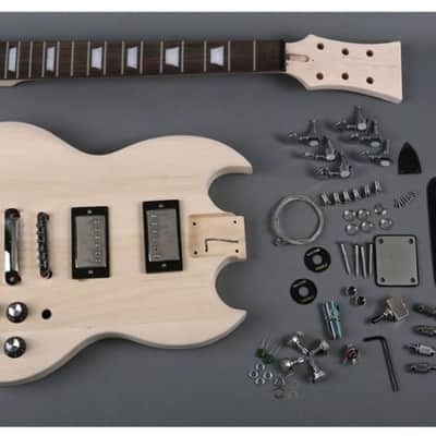 Unbranded Double Cut  Electric Guitar DIY Kit Natural Unfinished image 1