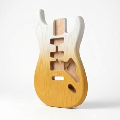 Stratocaster Guitar Body, white yellow Stained Ash Body, Right & Left Handed, HHH HSS SSS Pickup Routing, Custom Strat Replacement Body image 3