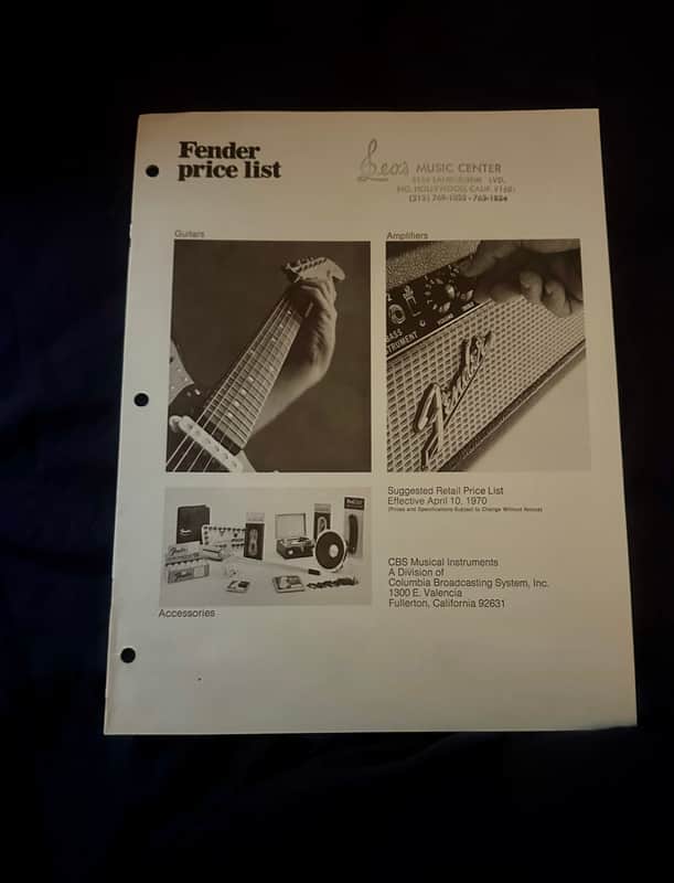 Fender Price List 1970 image 1