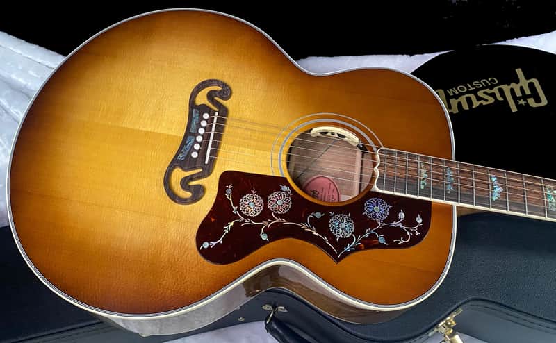 NEW! ! Gibson Custom Acoustic SJ-200 Elegant Koa Acoustic-Electric Guitar - Honey Burst - Authorized Dealer - 5.25 lbs - G07704 image 1