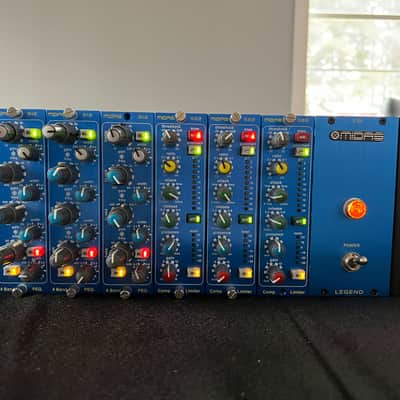 Midas L6 Legend 6-Slot Powered W/3X MIDAS 522 COMPRESSORS AND 3X 512 EQ'S  500 Series Frame 2018 - Present - Black and Blue image 1