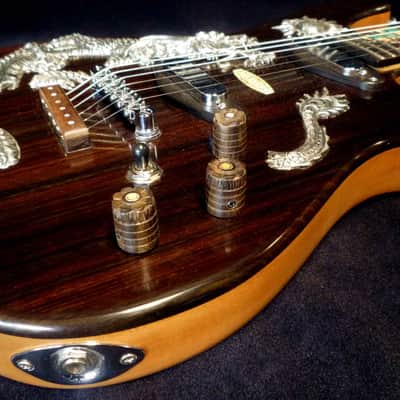 Blueberry Handmade Electric Guitar with Solid Silver and Gold Inlays image 7