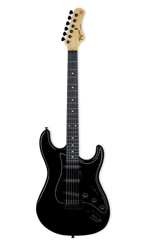 Tagima TG 500-BK-DF/BK Black Stratocaster-Style Electric Guitar with Black Pickguard image 1