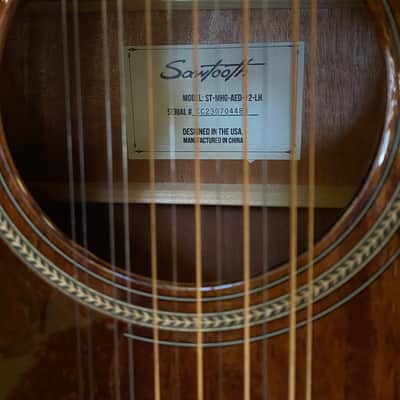 Sawtooth Mahogany Series Left-Handed 12-String Solid Mahogany Top Acoustic-Electric Dreadnought Guitar image 2
