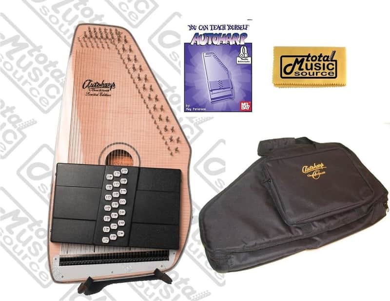 Oscar Schmidt 21 Chord Acoustic/Electric Autoharp, Flame Maple Top, OS11021FNE AC445PACK image 1