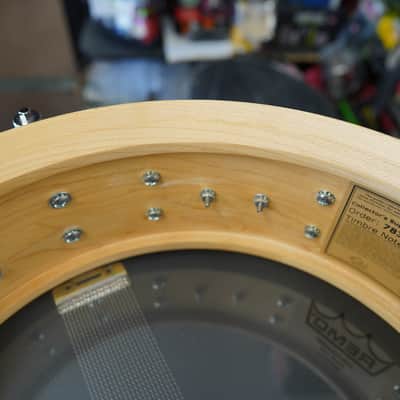 DW USA Collectors Exotic Series 5.5x14" Super Solid 1PC. Maple Snare Drum - Tobacco Burst Lacquer image 6