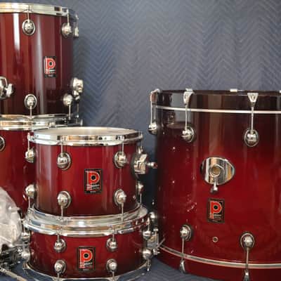 Premier Genista Birch Heavy Rock Five Piece 22/12/14/16 and 14 snare Cherry Fade Lacquer image 1