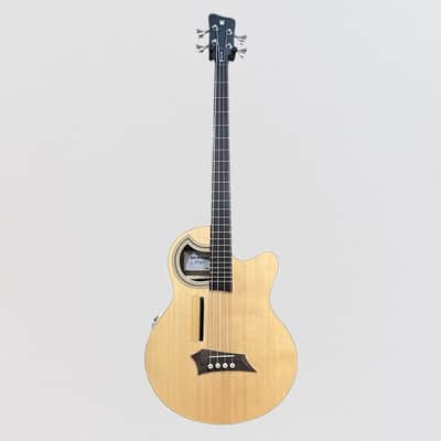Warwick RockBass Alien Deluxe Hybrid Thinline 4 String Acoustic Electric Bass Guitar - Natural image 5
