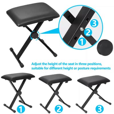NEW 61 Key Electronic Keyboard Piano Organ with Microphone Stand Stool Earphone 2024 - Black image 2