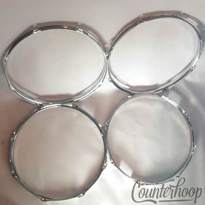 *Ludwig 4x 14"Rims/Hoops 8Lug-Hole Snare Drum Resonant Chrome Vintage 70s USA* image 2