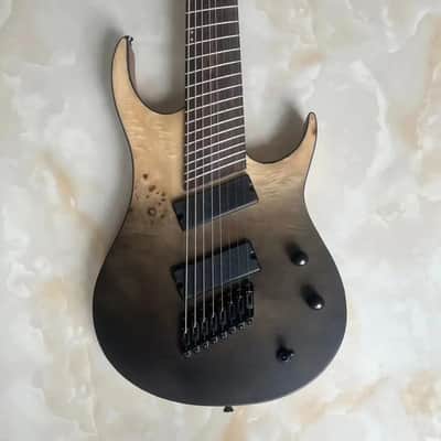8 String Fanned Fret MultiScale Electric Guitar, Quilted Maple Top Mahogany Body,  Maple Neck image 1