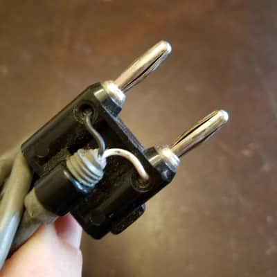 ONE (1) Switchcraft etc. TT Bantam test cable MK871GS TRS Motorola dual banana plug 1970s - grey plastic image 6