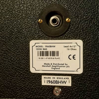 Marshall 1960BHW Handwired 120-Watt 4x12" Straight Guitar Speaker Cabinet - 2011 image 5