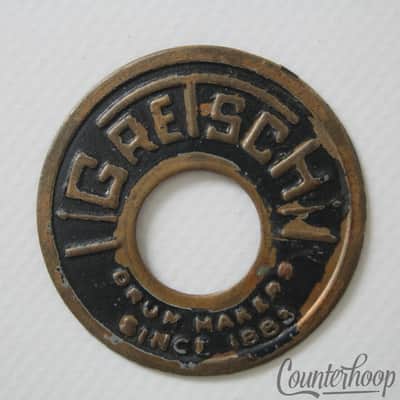 *Gretsch Bass Round Badge 9/16" Brass RB USA Label Vintage 50s-60s Broadkaster* image 1