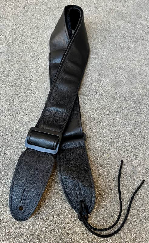 Genuine Fender Custom Shop / American Deluxe 2" Leather Guitar / Bass Strap New Black Case Candy image 1