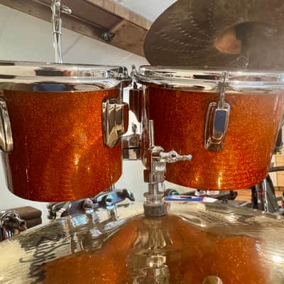 Limited Edition Tama Superstar Classic Bright Orange Sparkle 10 Piece Double Bass Drum Shell Pack image 6