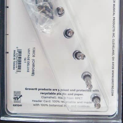 Grover 136C6 Vintage Deluxe, Chrome Tuning Machines 6 In-Line, Oval Metal Button image 5