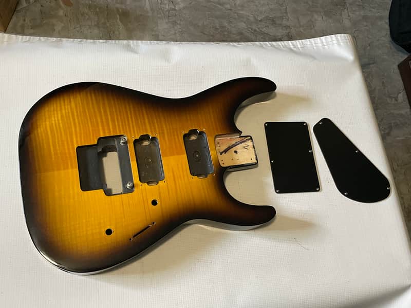 2000's India Jackson JS30 JS Series Dinky Sunburst Flame Top Guitar Body Floyd Ready image 1