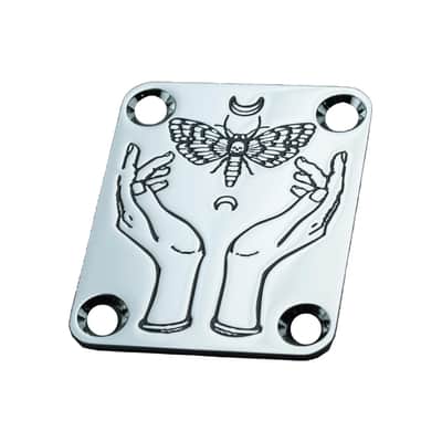Guitar Neck Plate, 4-Holes Stainless Steel Electric Guitar Bass Neck Joint Plate NeckPlate Replacement Part (GN004, Chrome) image 1