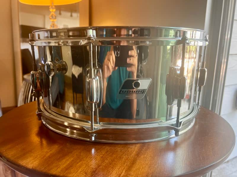 Vintage 1980's-Early 90's Ludwig 6.5x14” Rocker Chrome over wood Snare Drum image 1
