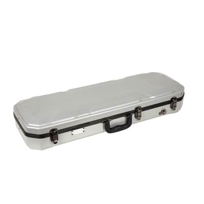 Crossrock Oblong Case fits 4/4 Full-Size Violin, Includes Interior Compartment, 2 Bow Holders, Security Lock, and Detachable Straps-Silver image 2