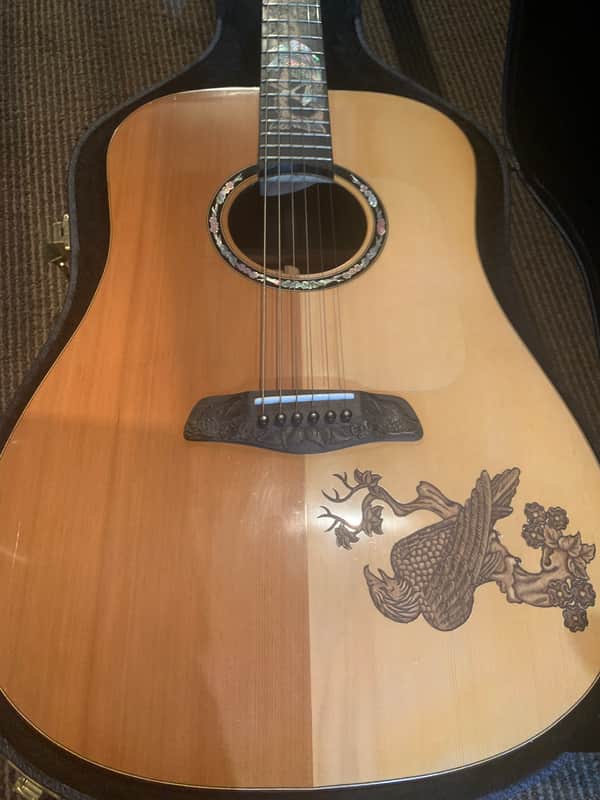 Blueberry Guitar Custom Wood Burn late 90's - Blonde with Wood Carvings image 1