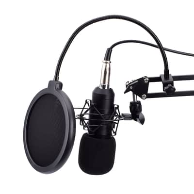 Live Audio BM-800 All Black Series Set Equipment Condenser Microphone Set with Accessories as Shown image 2