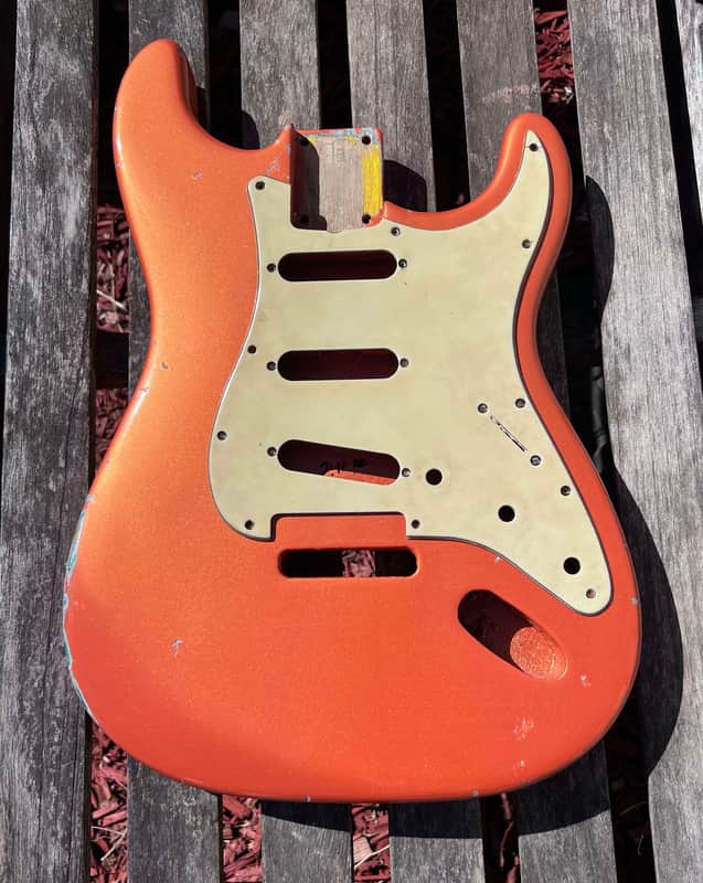 JVG ST BODY Mahogany RELIC Aged Patina Vivid Pearl tangerine LACQUER finish INCLUDES JVG-Aged PICKGUARD and NECK order yours today JVGuitars image 1