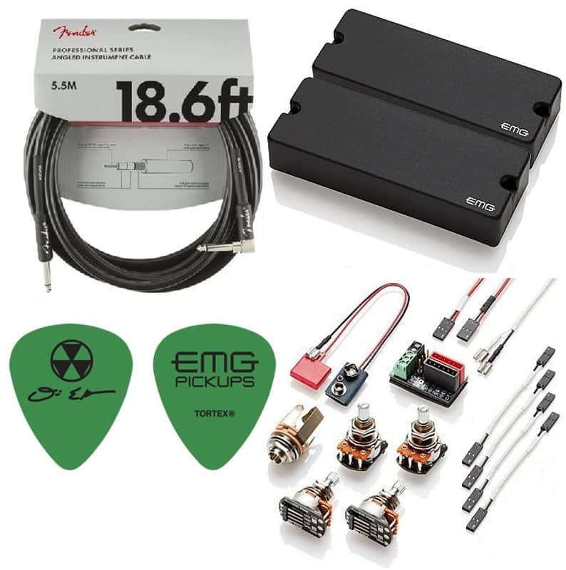 EMG DE Set Black David Ellefson Of Megadeth 5 String Soapbar Active Bass Pickups 40DC & 40CS (CABLE) image 1
