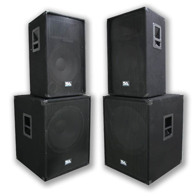 PAIR 15" PA/DJ Speakers & 2 18" Inch Subwoofer Cabs~NEW image 1