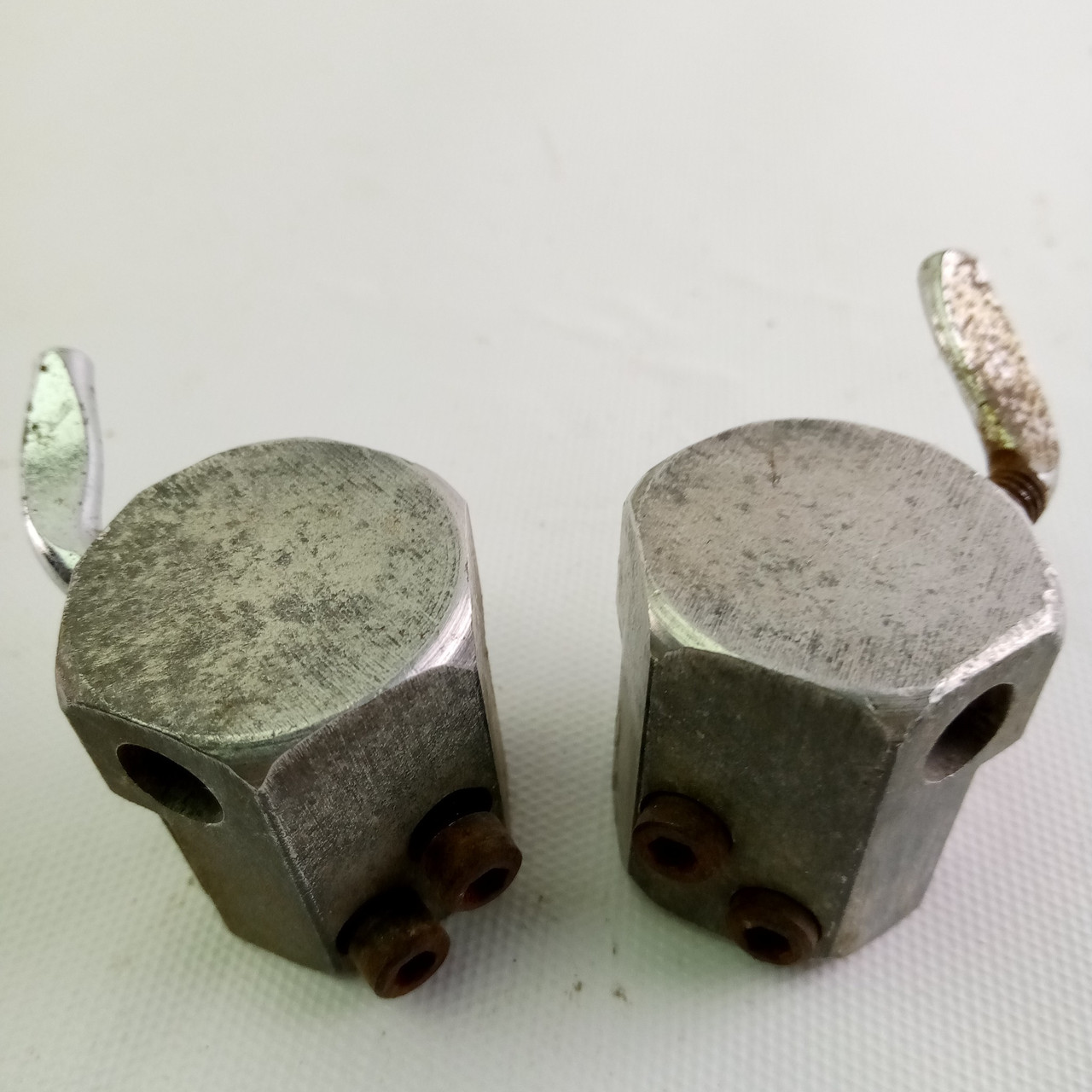 Carlton 50s Bass Drum Spur Mounts Brackets Aluminum Block Vintage Clamp-On+2Hole — main photograph
