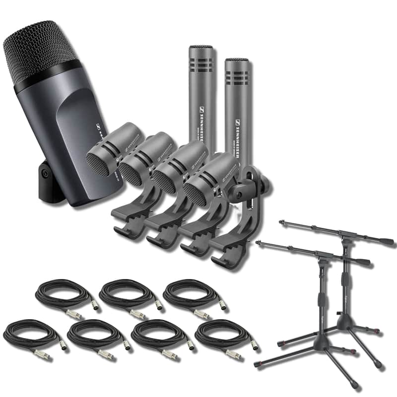 Sennheiser e600 Drum Microphone Kit with MS7411TB Tripod Style Bass Drum and Amp Mic Stand and XLR Cable image 1