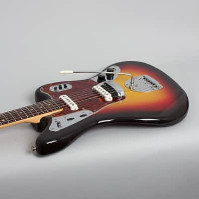 Fender  Jaguar Solid Body Electric Guitar (1965), ser. #L52721, original black tolex hard shell case. image 7