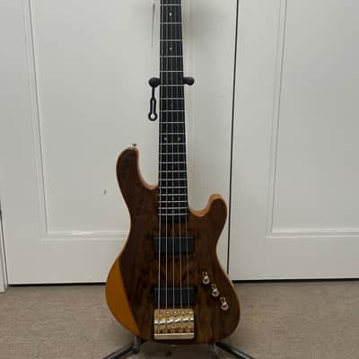 Cort Jeff Berlin Series Rithimic V NAT Walnut Burl Top 5-String Bass Guitar - Natural image 1