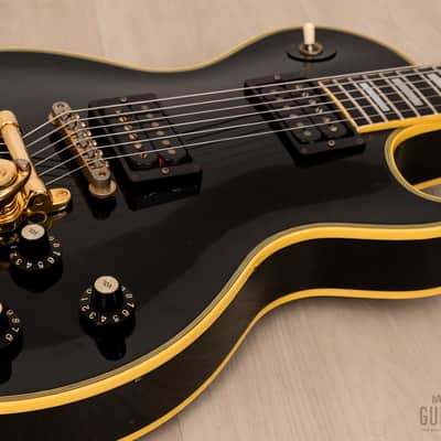 1981 Greco Super Real Custom EG1000 Black Beauty Vintage Guitar w/ Maxon Dry Z Pickups, Bigsby B7, Case image 6